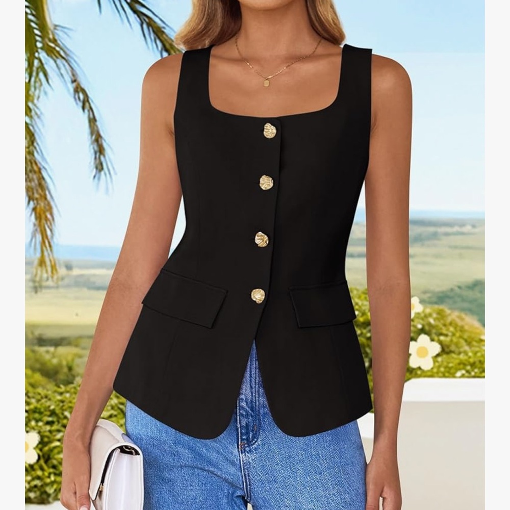 Black Button-Up Vest